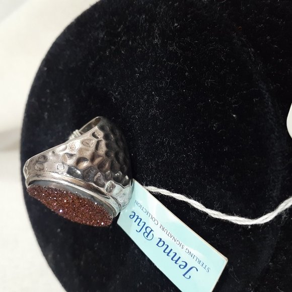 JENNA BLUE RED DRUZY STERLING SILVER 925 RING - Picture 4 of 7